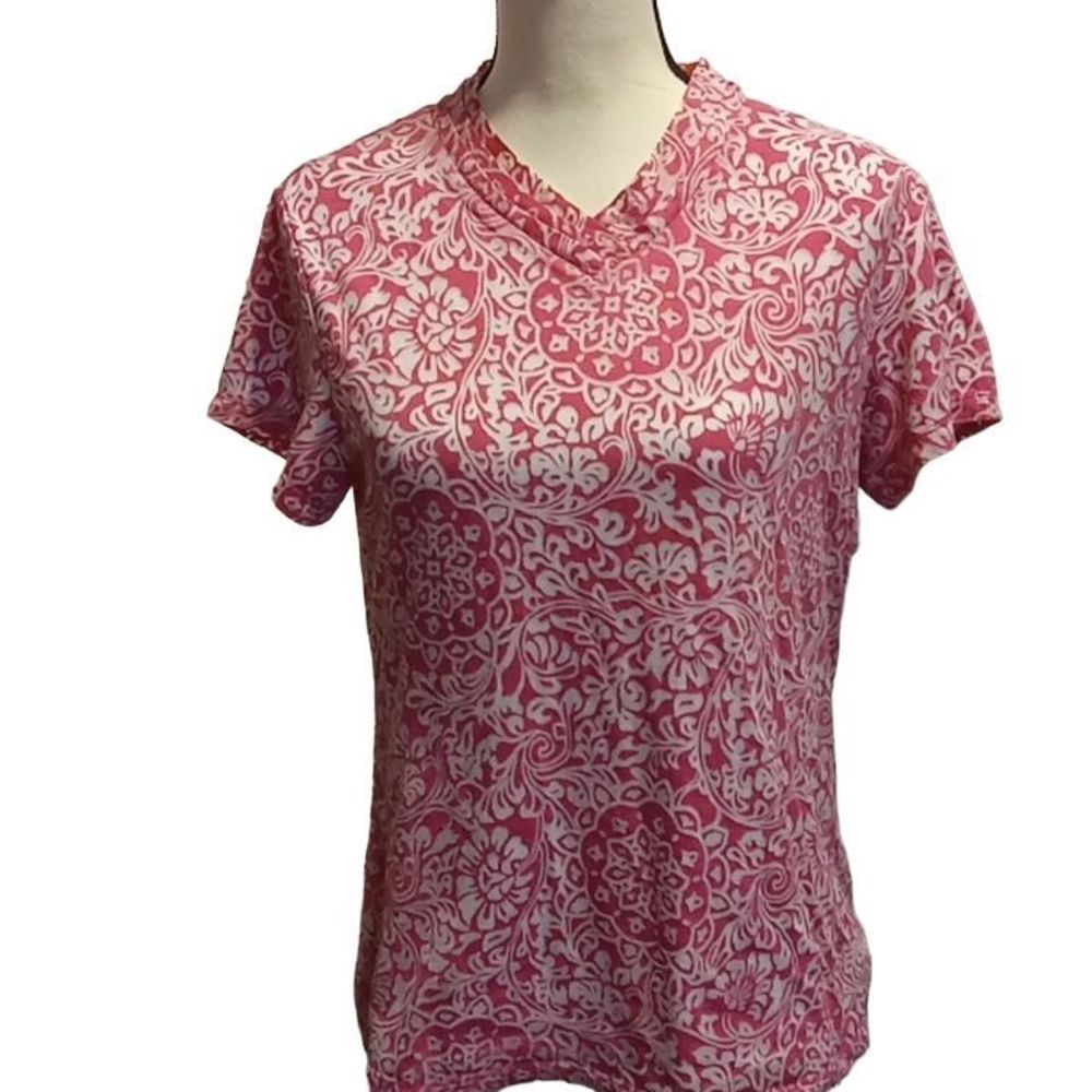 Coldwater Creek Red & White‎ Paisley Print Top Women's Size Small